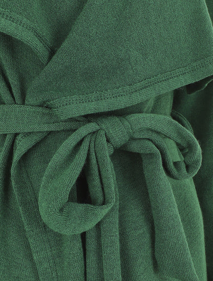 Gilet long en maille col cascade - Vert - 3