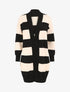 Gilet long rayé coupe droite - Noir - 1