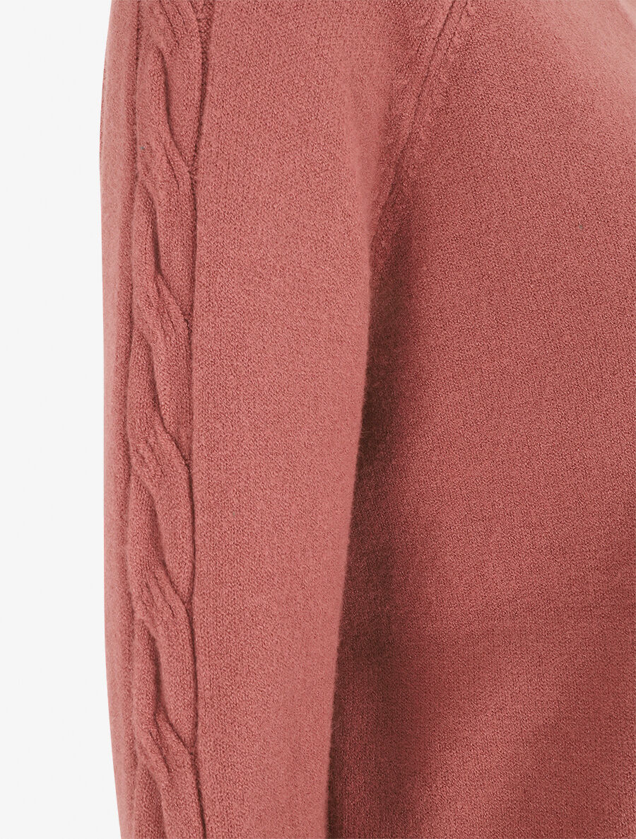 Pull fin uni basique à col rond - Vieux rose - 3