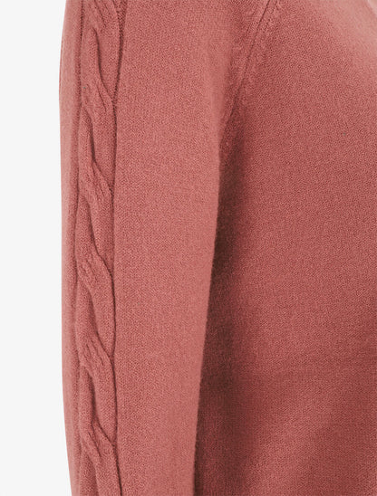 Pull fin uni basique à col rond - Vieux rose - 3