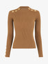 Pull fin côtelé et boutons décoratifs - Camel - 1