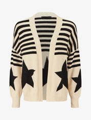 Gilet ouvert à rayures et étoiles - Beige - 4