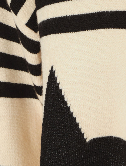 Gilet ouvert à rayures et étoiles - Beige - 3
