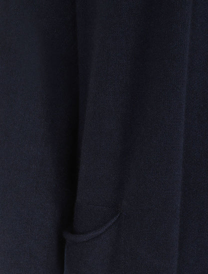 Gilet long uni à poches - Marine - 3