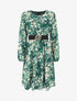 Robe mi-longue évasée motif floral - Vert - 1