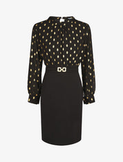Robe droite bi-matière - Noir - 4