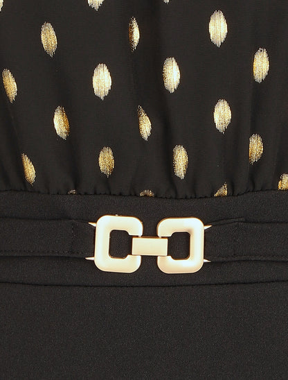 Robe droite bi-matière - Noir - 3