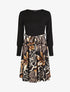 Robe fluide bi-matière imprimé fleuri - Noir - 4