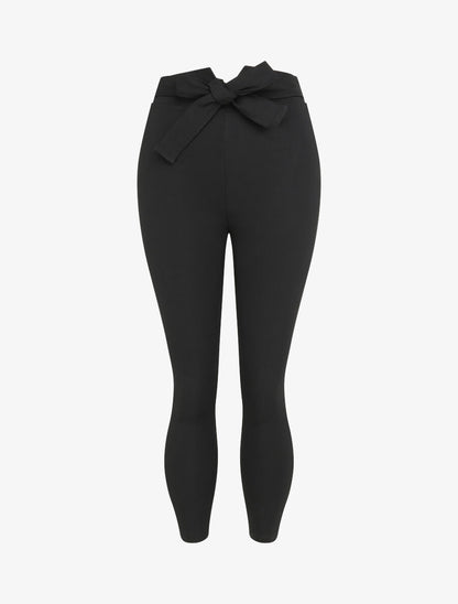 Pantalon slim taille empire fendue uni - Noir - 4