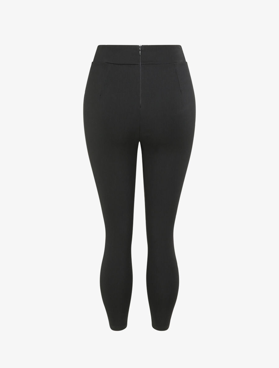 Pantalon slim taille empire fendue uni - Noir - 2