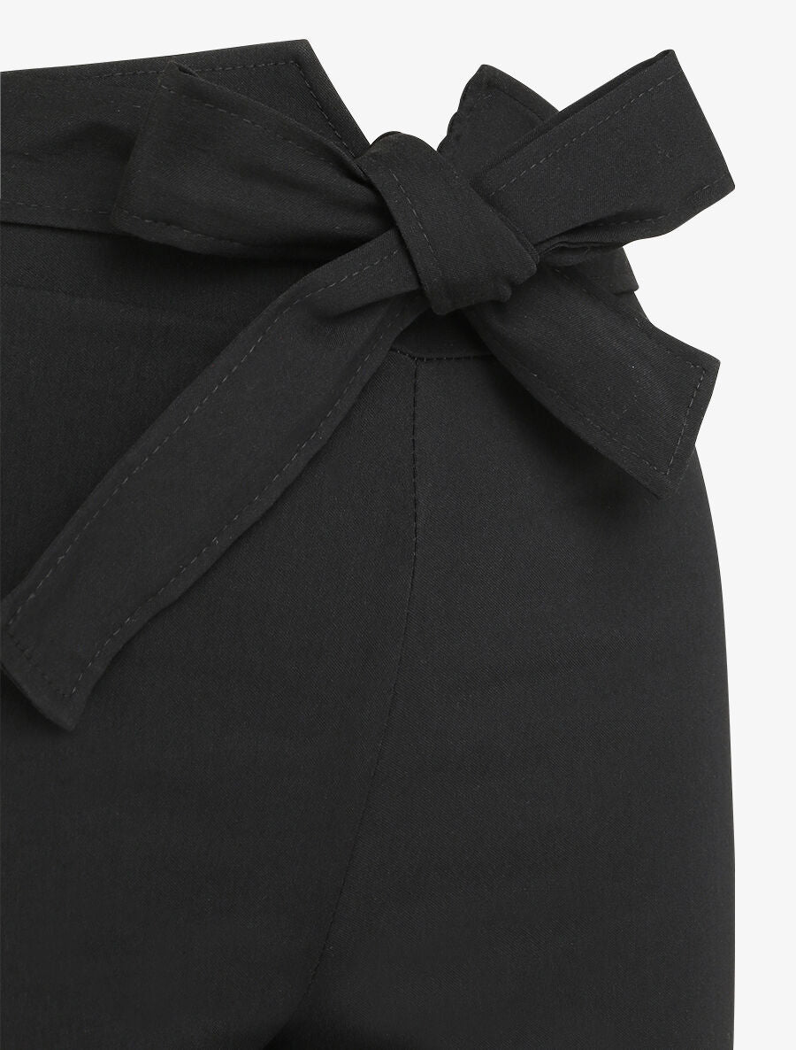 Pantalon slim taille empire fendue uni - Noir - 3
