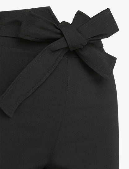 Pantalon slim taille empire fendue uni - Noir - 3
