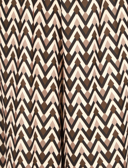 Pantalon ample taille haute motif zigzag fantaisie - Noir - 3