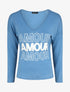 Pull droit inscription AMOUR - Bleu clair - 1