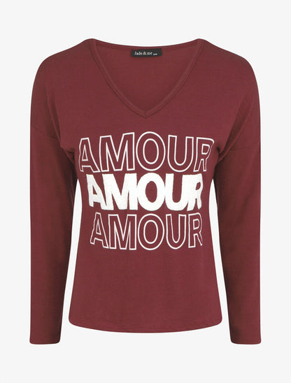 Pull droit inscription AMOUR - Bordeaux - 4