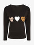 Pull droit motif coeur LIVE LOVE - Noir - 1