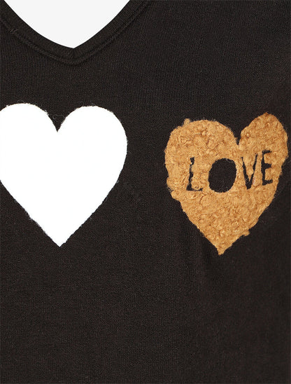Pull droit motif coeur LIVE LOVE - Noir - 3
