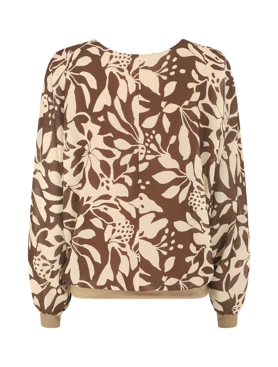 Blouse en voile imprimé fleuri - Marron - 2