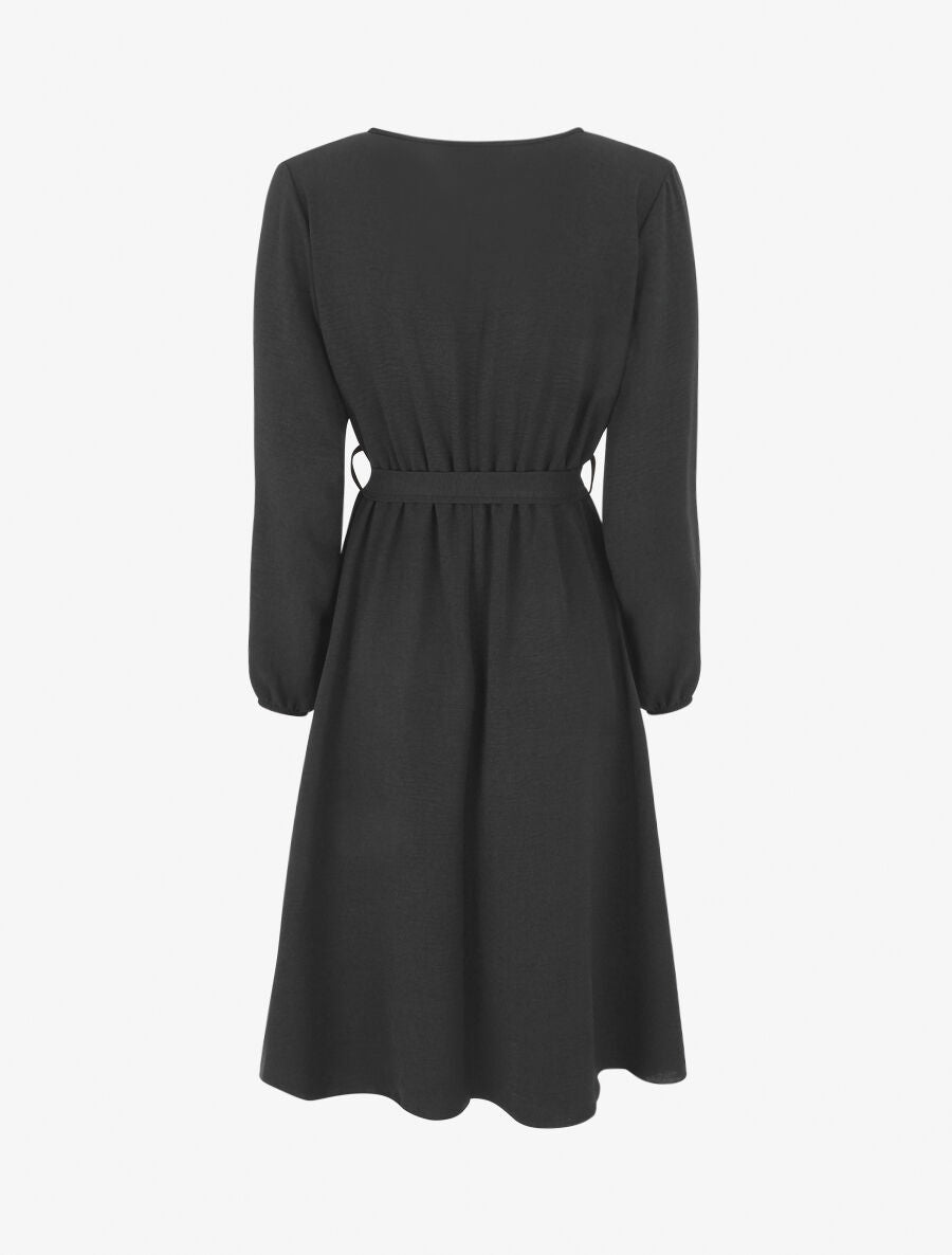 Robe longue unie - Noir - 2