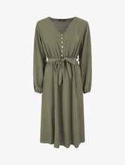 Robe longue unie - Kaki - 1