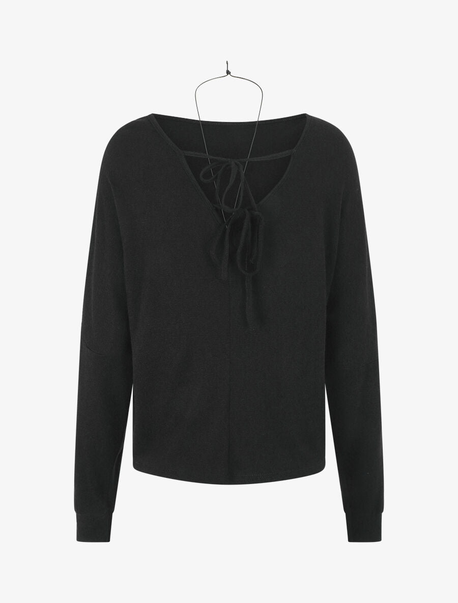 Pull uni fin à dos nu - Noir - 2