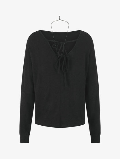Pull uni fin à dos nu - Noir - 2