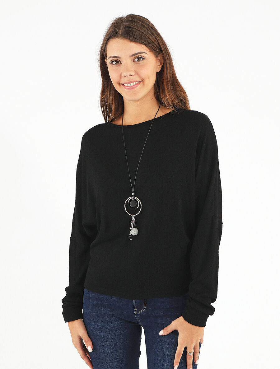 Pull uni fin à dos nu - Noir - 4