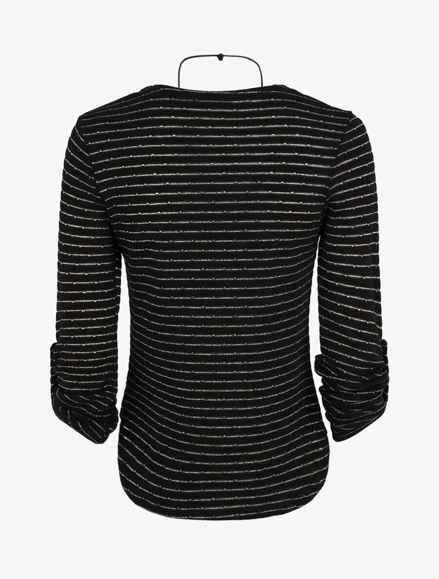 Pull ample à rayures irisées - Noir - 2