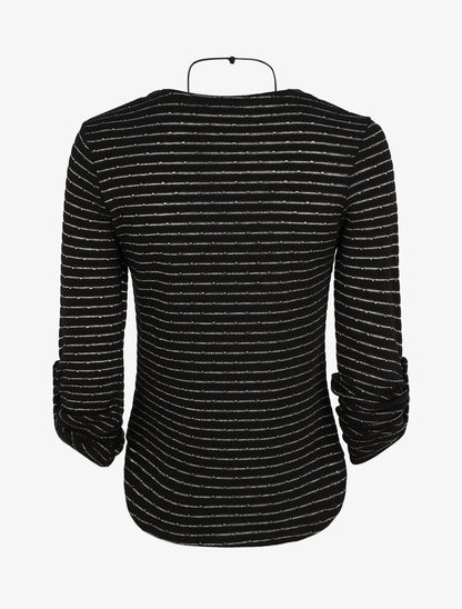Pull ample à rayures irisées - Noir - 2