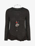 Pull droit rayé bords à volants - Noir - 1