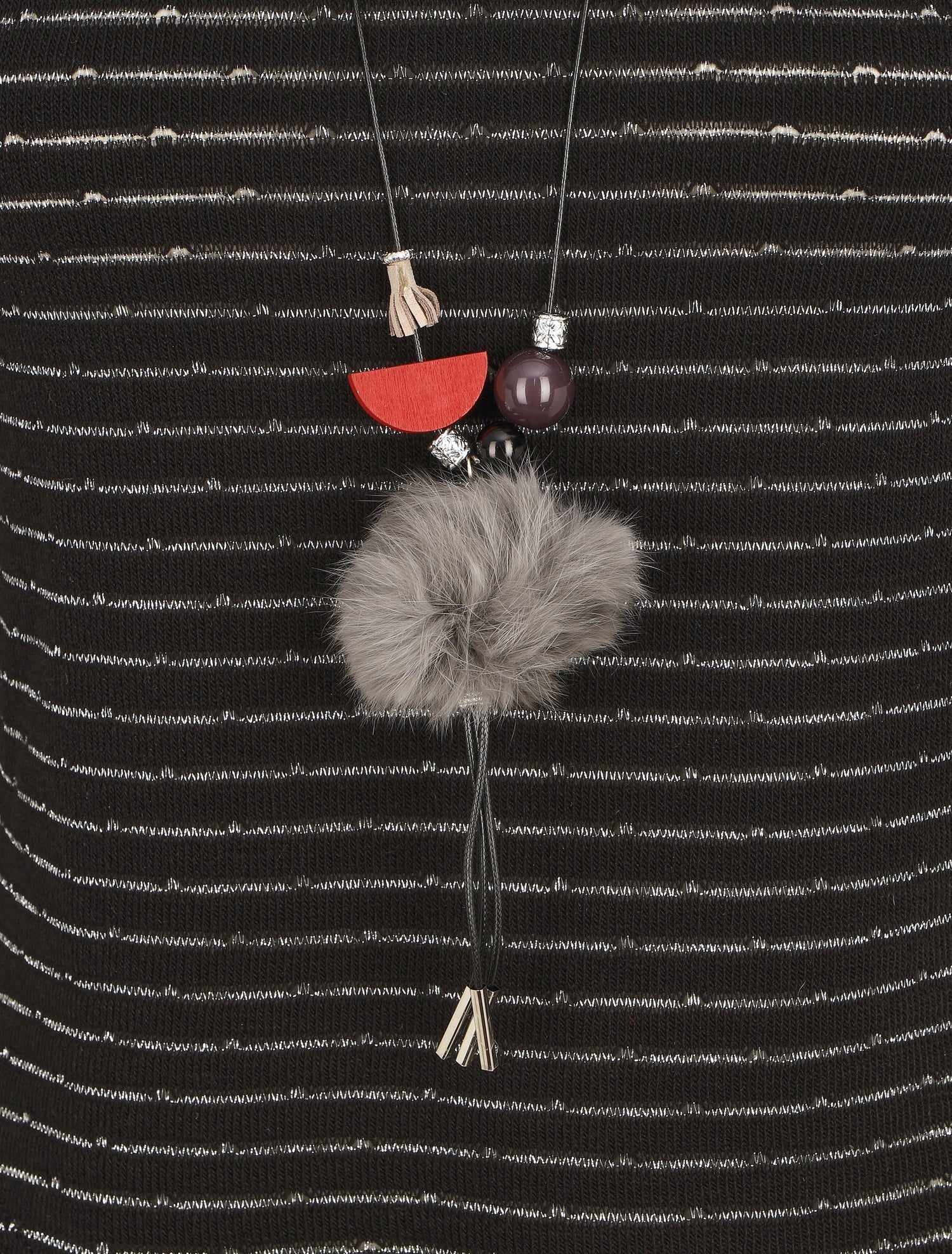 Pull droit rayé bords à volants - Noir - 3