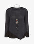 Pull droit rayé bords à volants - Marine - 1