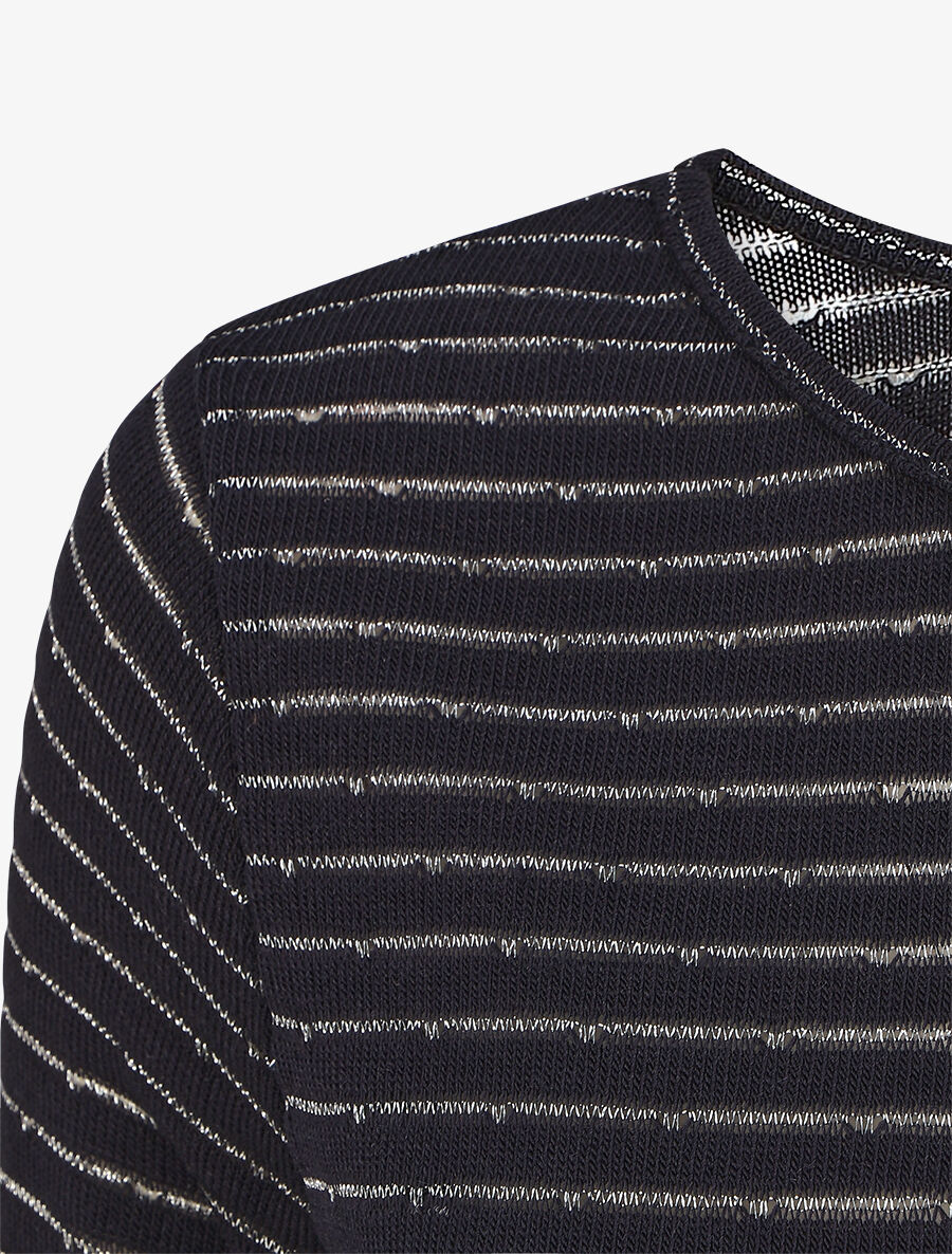 Pull droit rayé bords à volants - Marine - 3