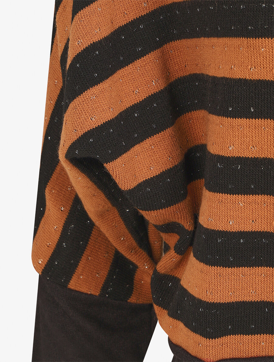 Pull ample à rayures - Noir/marron - 3