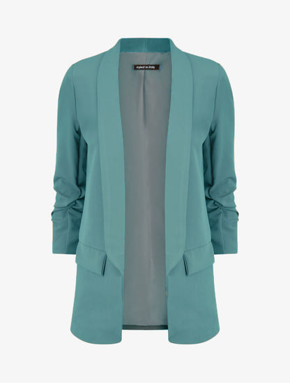 Blazer à manches 3/4 froncées - Bleu - 1
