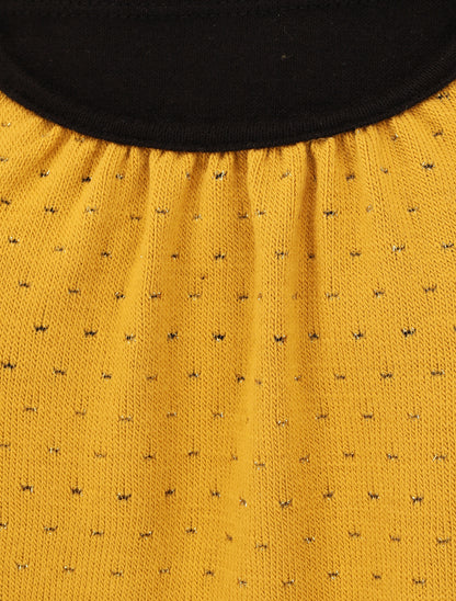 Pull uni à détail irisé - Jaune moutarde - 3