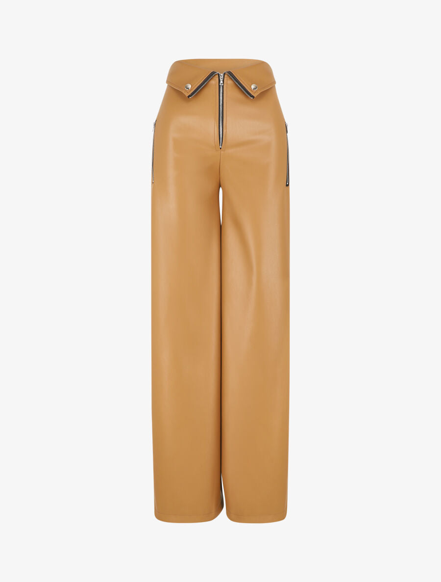 Pantalon ample en simili à revers - Camel - 1