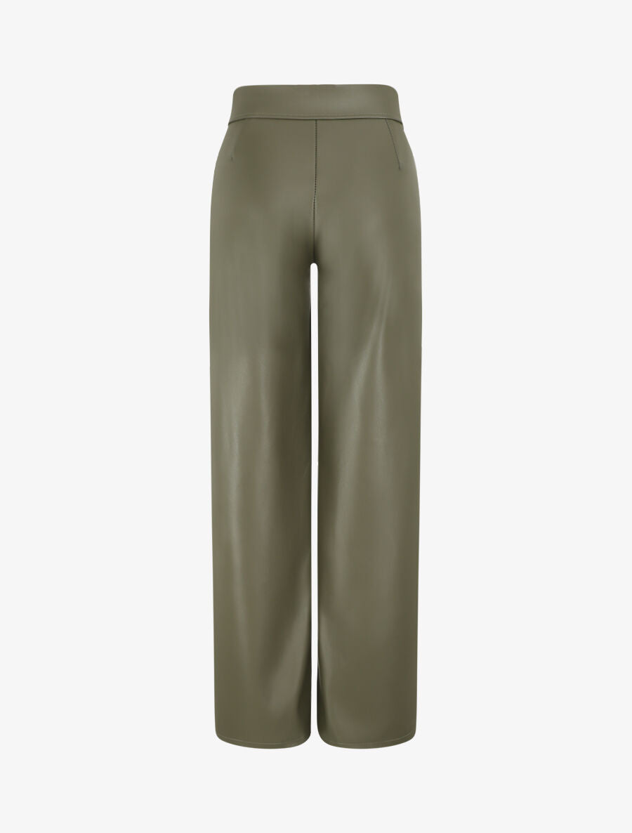 Pantalon ample en simili à revers - Kaki - 2