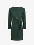 Robe ajustée à noeud et manches longues - Vert foncé - 5
