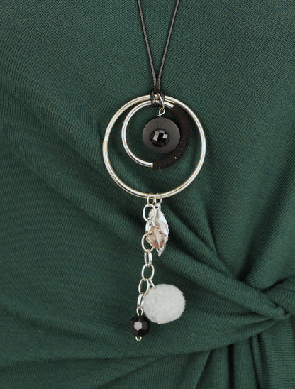 Robe ajustée à noeud et manches longues - Vert foncé - 3