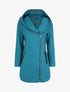 Manteau droit long à capuche - Bleu canard - 1