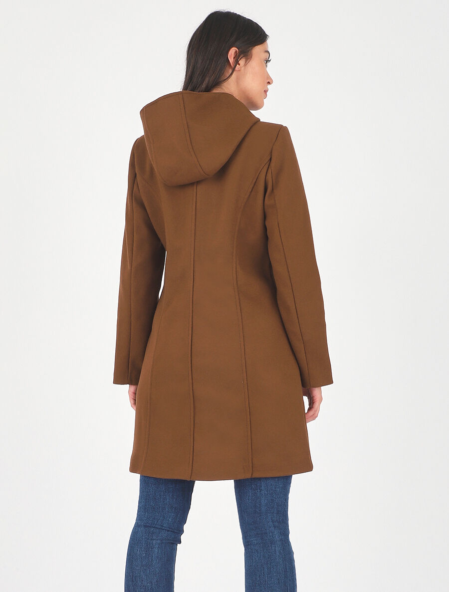 Duffle coat long coupe droite - Marron - 5