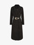 Manteau long droit à ceinture - Noir - 1