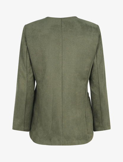 Veste mi-longue en suédine - Kaki - 2