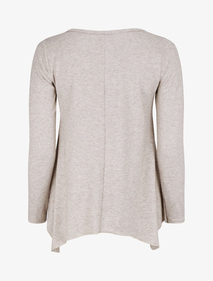 Pull fin à flocage - Beige - 2