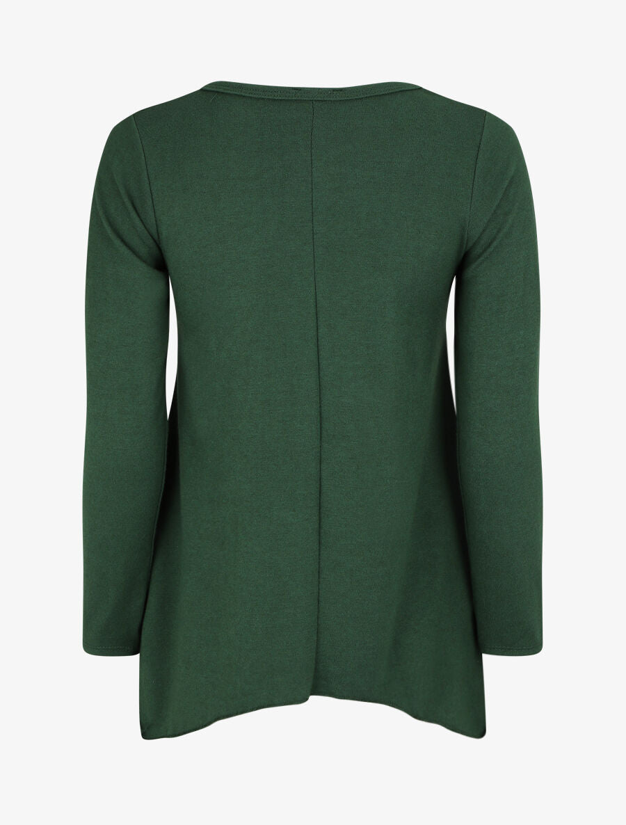 Pull fin à flocage - Vert sapin - 2