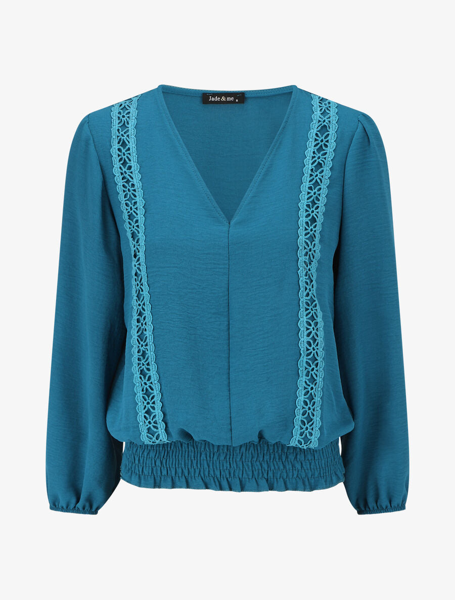 Top élastiqué à crochet - Bleu canard - 1
