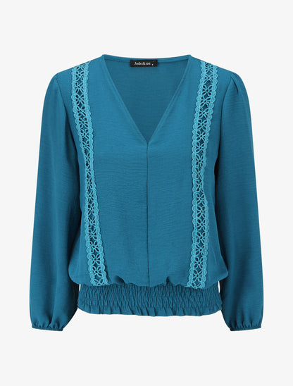 Top élastiqué à crochet - Bleu canard - 1