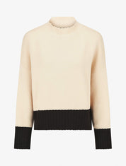 Pull bicolore à col montant - Beige - 1