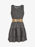Robe patineuse courte à volants imprimé fleuri - Noir - 1